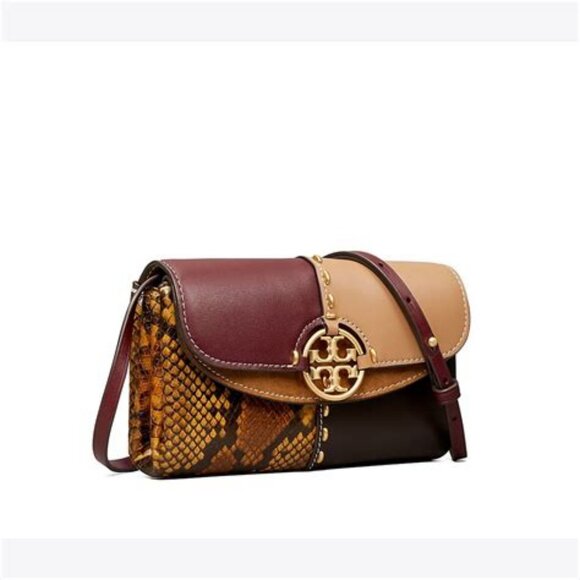 Tory Burch Miller Mixed Materials Wallet Crossbody in Dark Caramel  Retail $378 - Picture 1 of 5